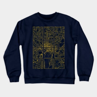 Washington DC, USA City Map Typography - Gold Art Deco Crewneck Sweatshirt